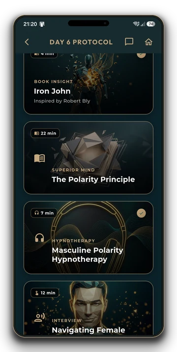 Day 6 of the program in the Superior Man app